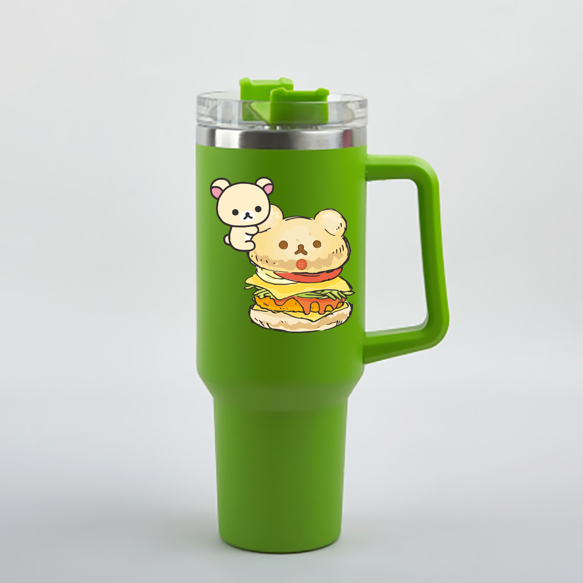 （画像用） リラックマ リラックマ キイロイトリ Rilakkuma Korilakkuma Kiiroitori 1200mL車用タンブラー - クリスタルステッカー（プラスチックストロー付き）
